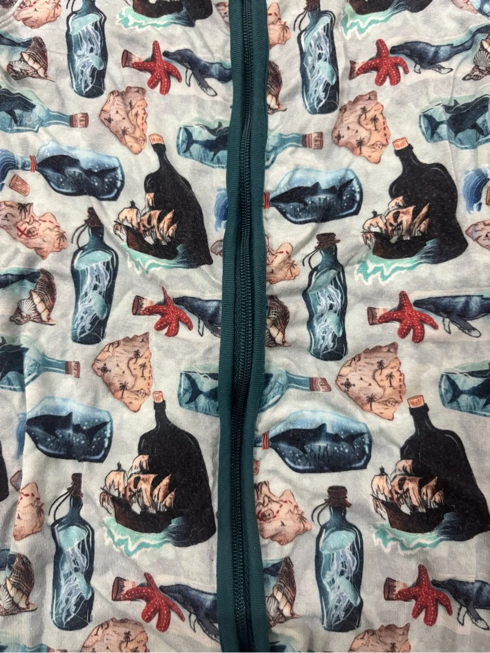 Fletch Pirate Ship Ocean Shark Bamboo Footie Snoozer Pajamas 12-18 Months
